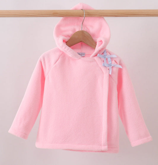Pink fleece bow coat