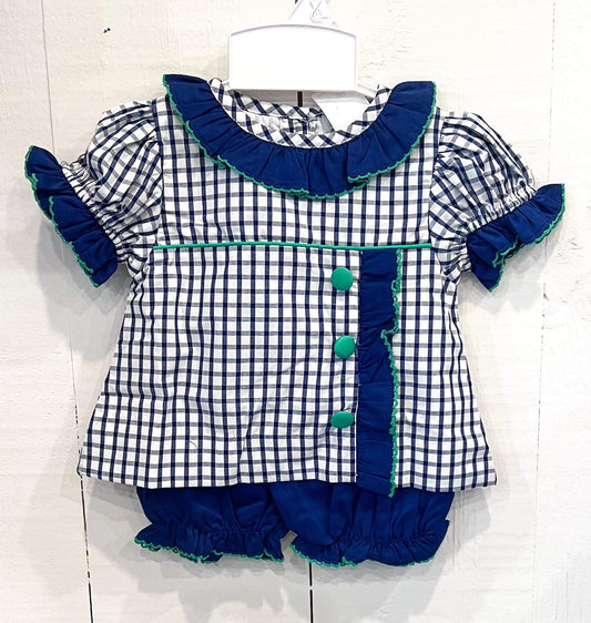 Navy plaid girls set