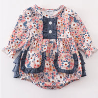 Navy floral girls bubble