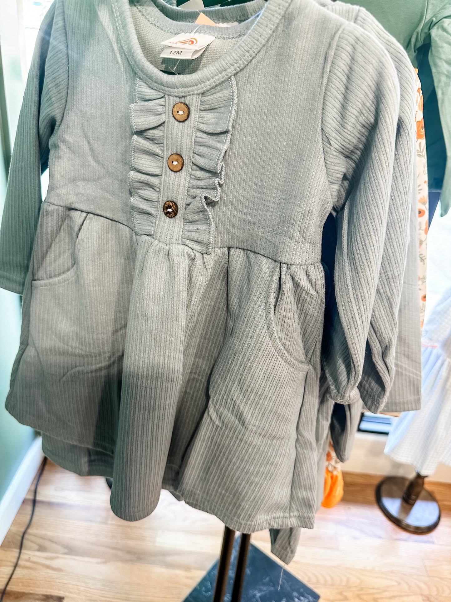 Blue ruffle girls dress