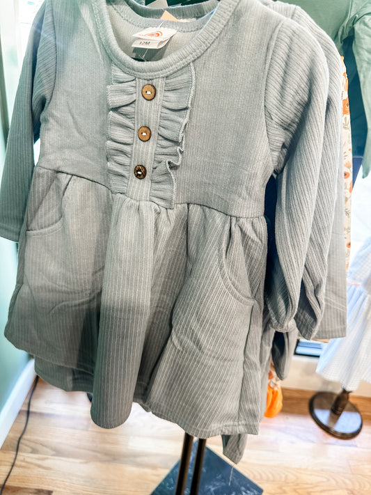 Blue ruffle girls dress