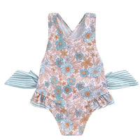 Girls Blue Floral Swim