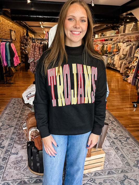 Trojans striped mock neck