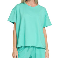 Solid mint short set