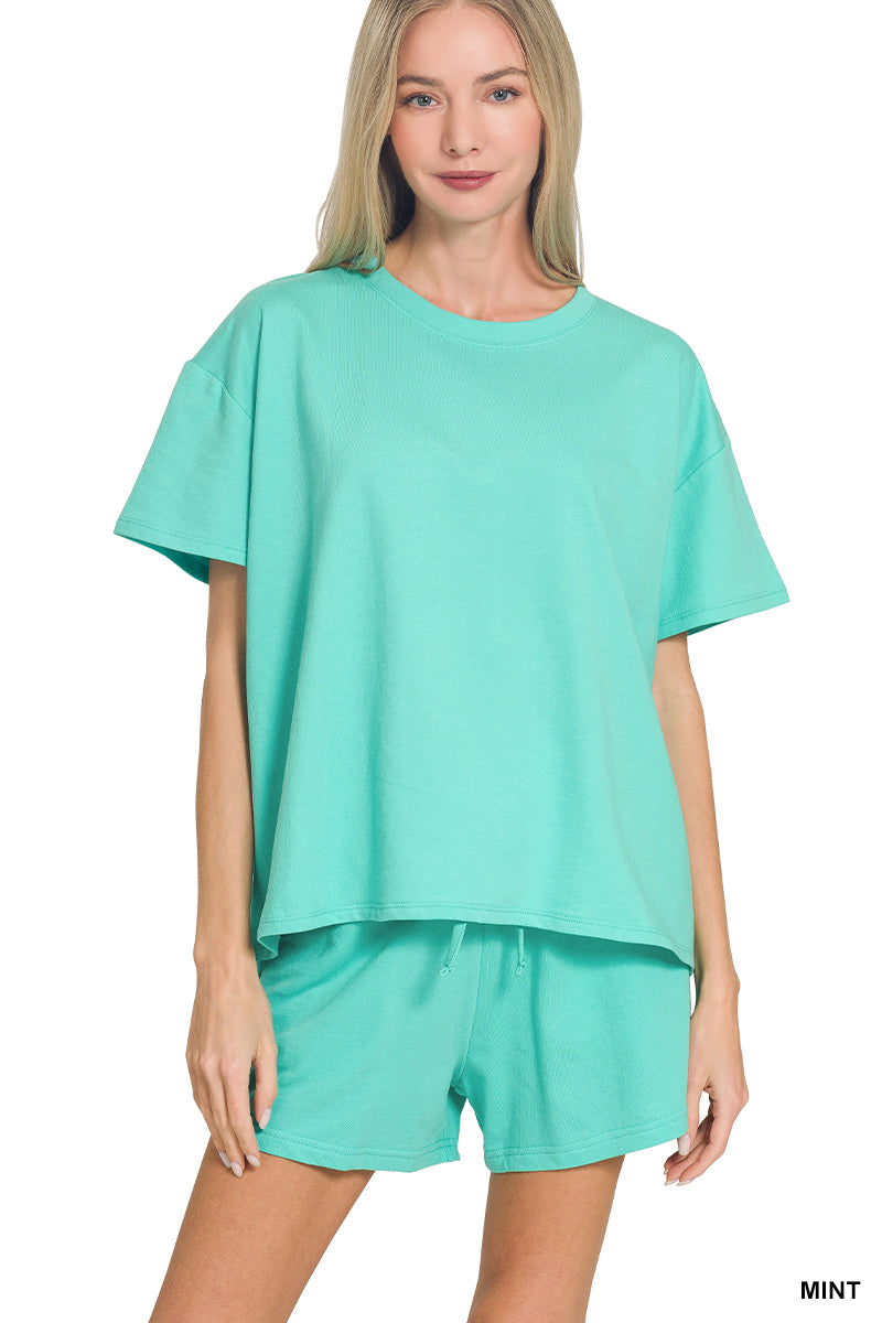 Solid mint short set