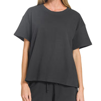 Solid black short set