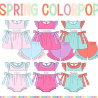 Spring colorpop - pink & blue -includes embroidery