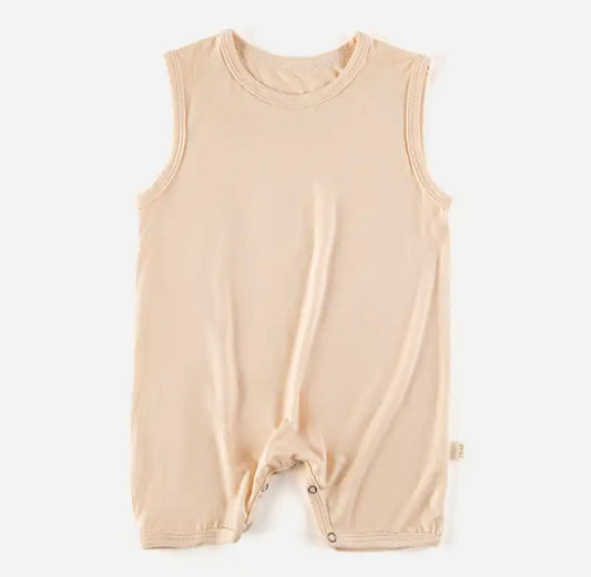 Beige bamboo romper - 6/12M