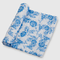Blue peony swaddle blanket