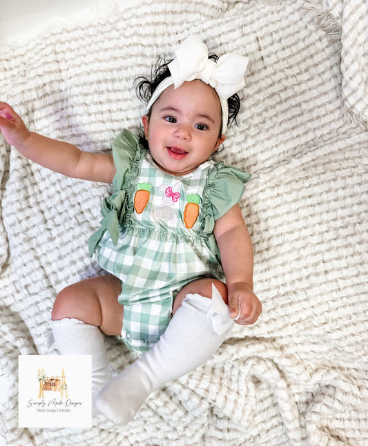 Green gingham bunny bubble