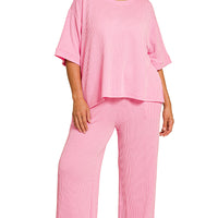 Plus pink pant set