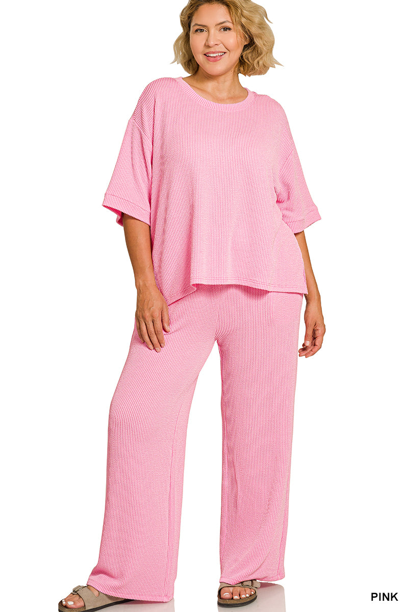 Plus pink pant set