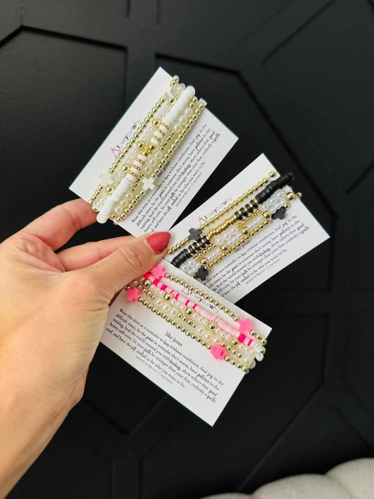 Like Jesus cross bracelet stack