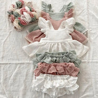 Muslin ruffle bloomer set