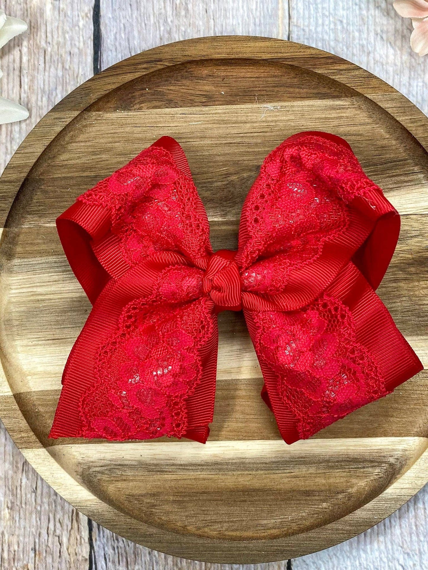 4.5" Chantilly Lace Classic Hair Bow | Clip or Headband