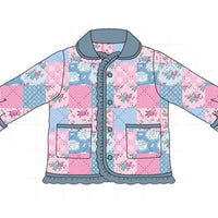 Pink & blue patchwork coat