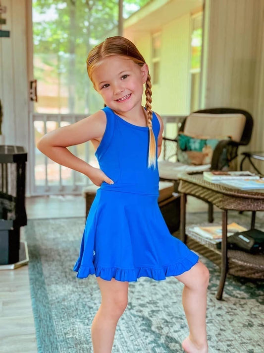 Skort ruffle dress royal blue