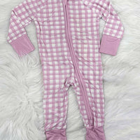Pink gingham bamboo zippy