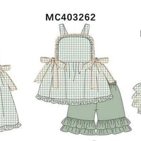 Green gingham girls set