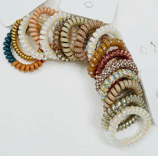 Neutral spiral hair ties