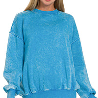 Acid wash pullover- ocean blue