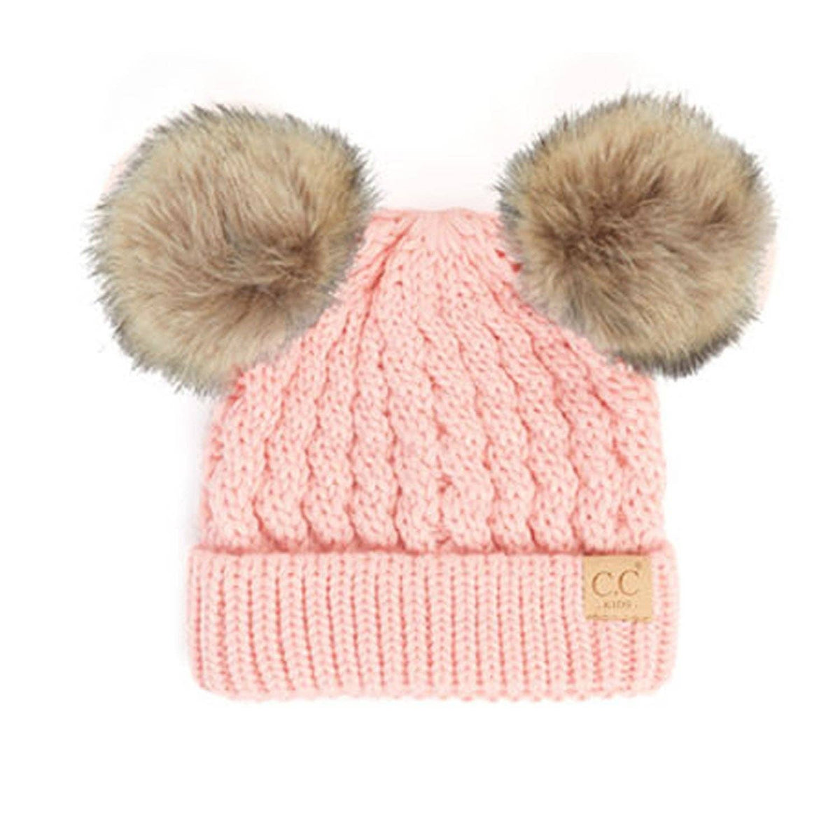 CC Kids Double Fur Pom Beanie