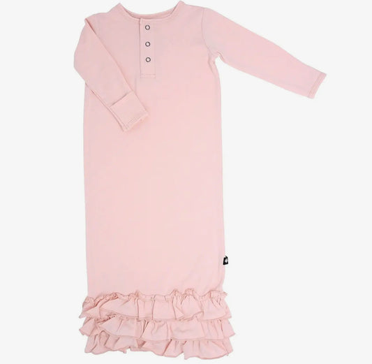 Ruffle blush bamboo gown