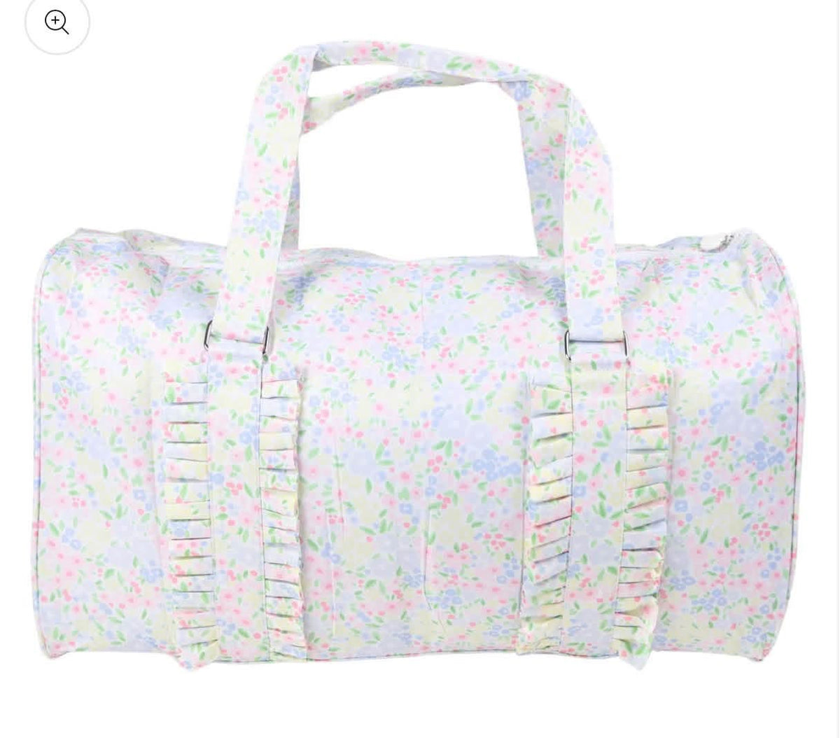 Floral ruffle duffle bag