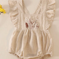 Beige linen floral girls bubble