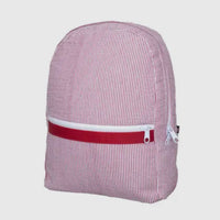Red seersucker toddler backpack- includes name/monogram