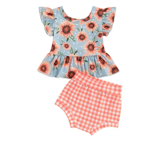 Sunflower Ruffle Short Set