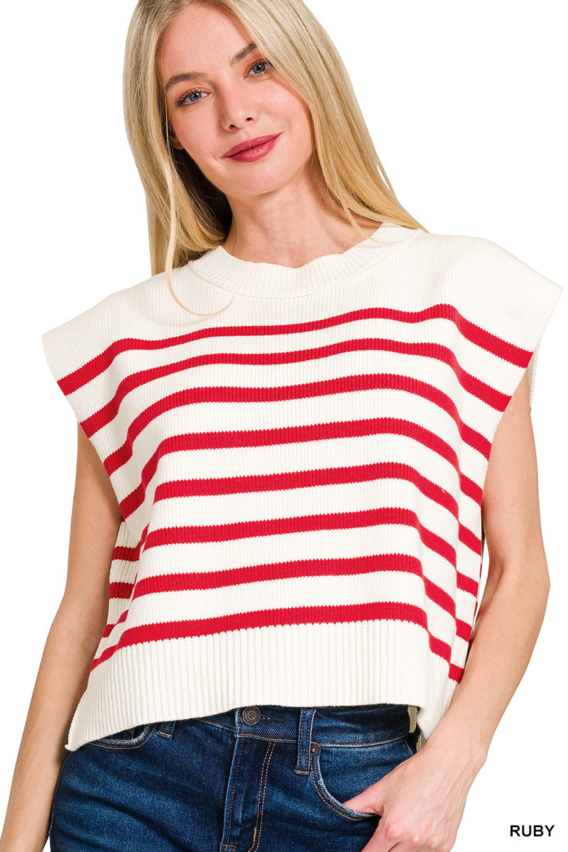 Red Striped sweater vest