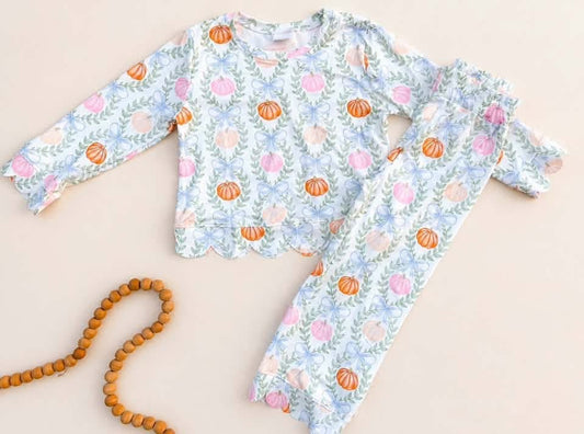 Pumpkin scallop girls set