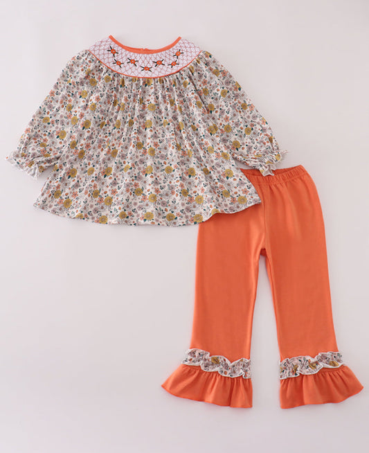 Floral smocked pant set