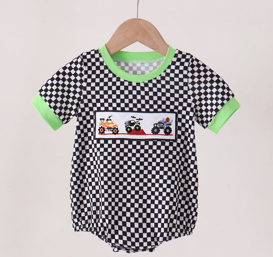 Monster truck checkered Halloween bubble