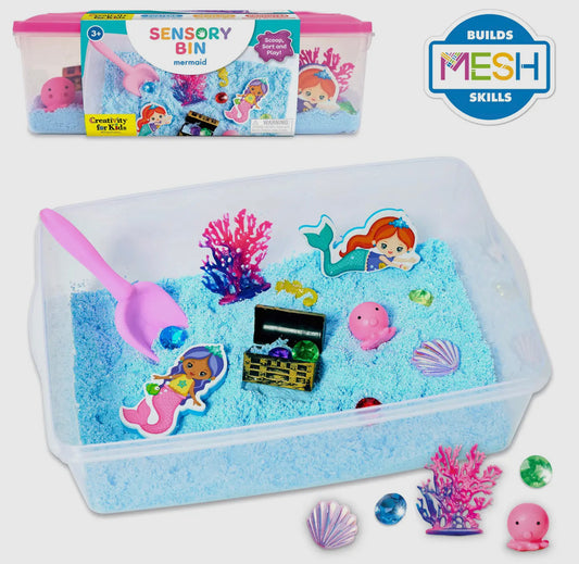 Sensory mermaid dig activity bin