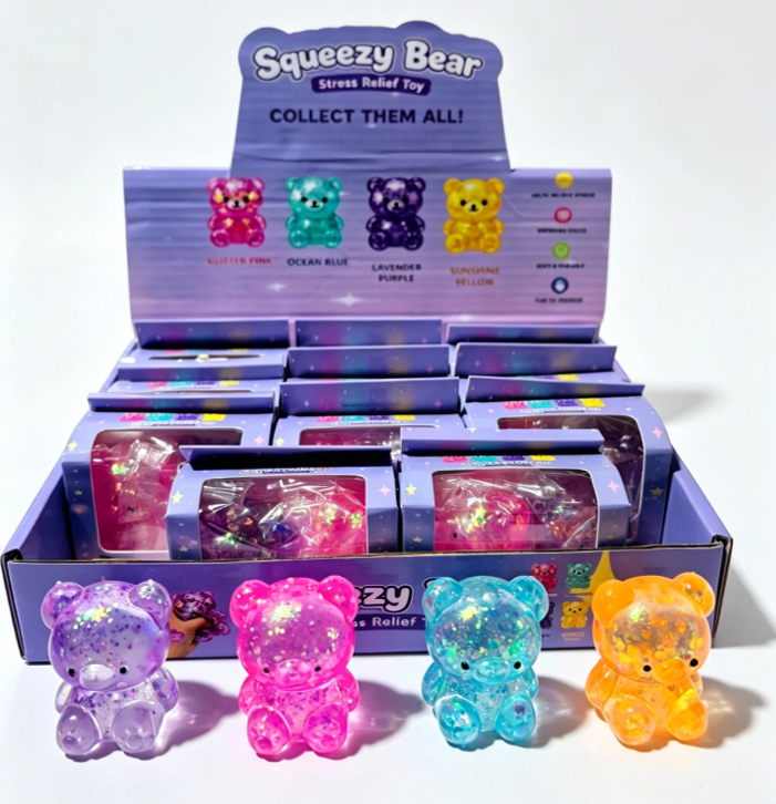 Glitter Bear Squishy Fidget Toy 2-Pack – Maltose, Assorted
