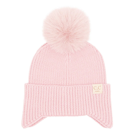 CC Toasty and Warm Pom Ear Flap Kids Beanie