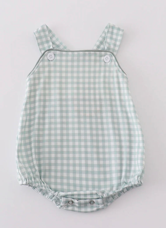 Green gingham boys bubble
