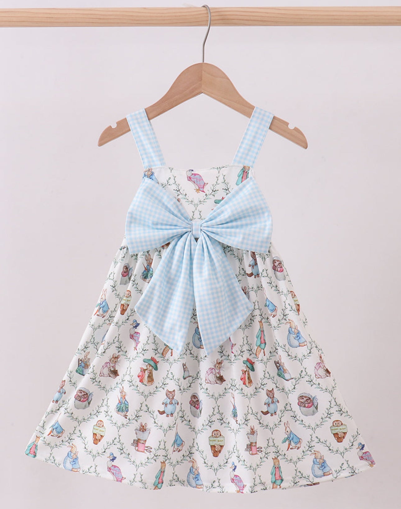 Blue bow bunny girls dress