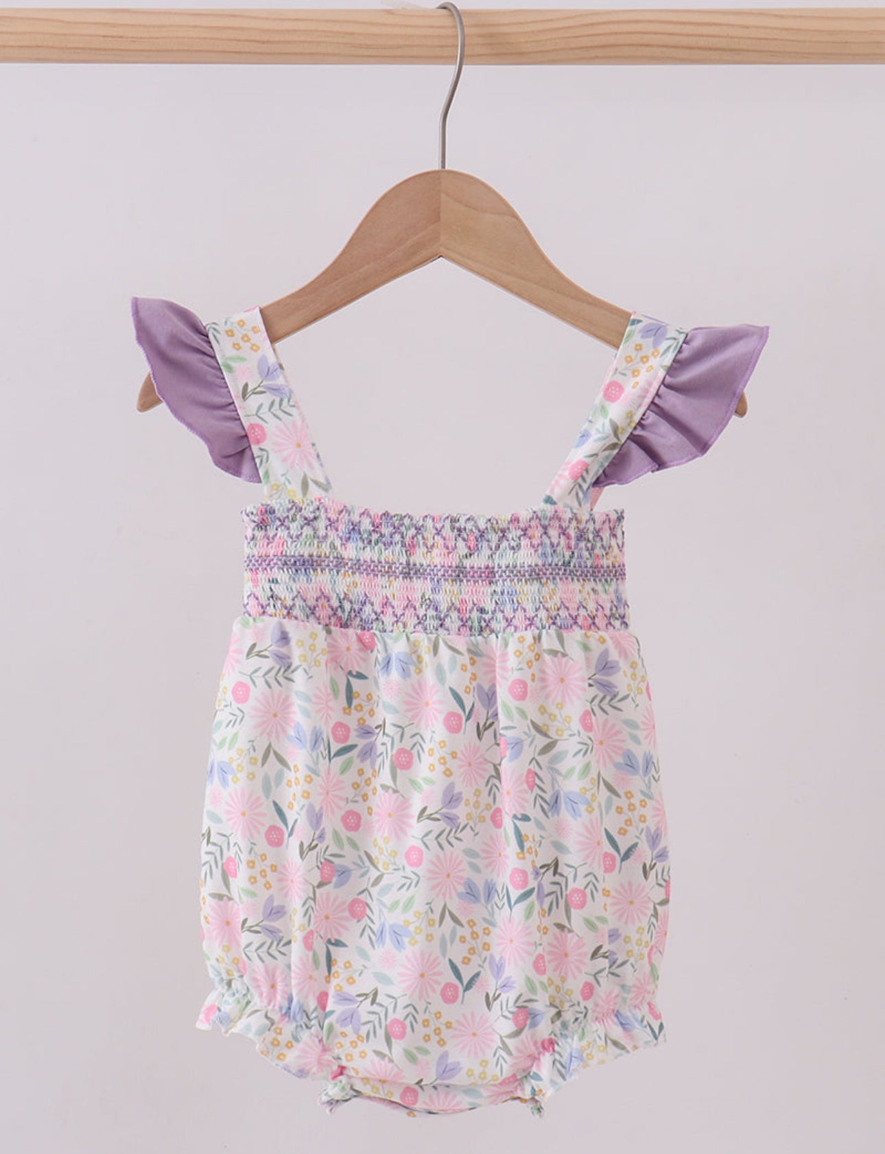 Purple smocked floral bubble 3M