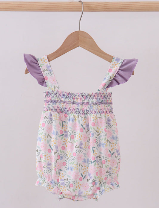 Purple smocked floral bubble 3M