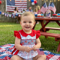 Smocked flag patriotic girls bubble