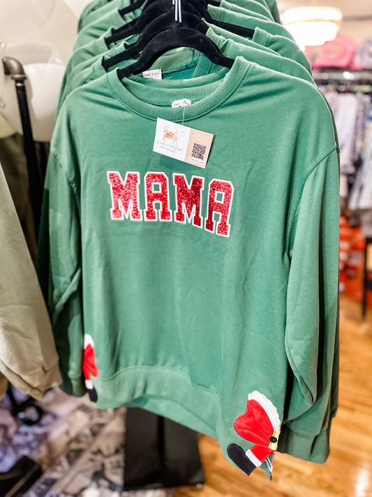 MAMA side bow christmas sweatshirt