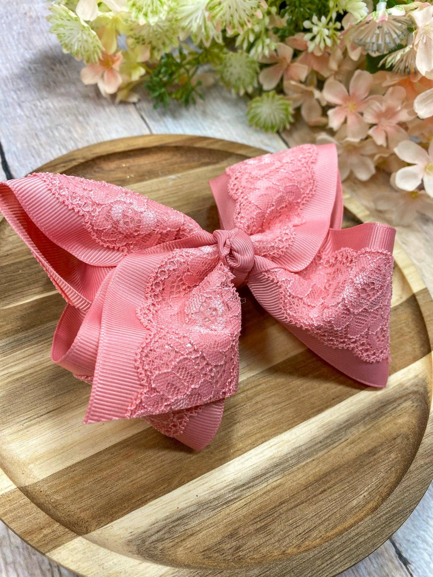 4.5" Chantilly Lace Classic Hair Bow | Clip or Headband