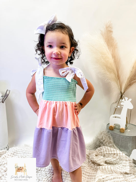 Multi color tiered girls dress