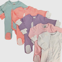 Ruffle footie - includes name/monogram