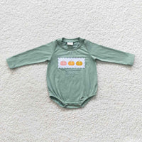 Boys sage pumpkin romper