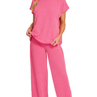 Fuchsia ribbed pant set