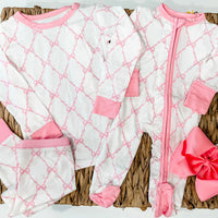 Pink bows bamboo set